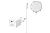 Telefon - Adapter i Ladowarka - Vivanco Fast 1xUSB-C PD 20W MagSafe Home Charger Kit White - 64560