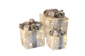 Dekoracje - NORDIC WINTER Christmas gifts w/lights - set of 3 pcs - white - 780-051