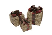 Dekoracje - NORDIC WINTER Christmas gifts w/lights - set of 3 pcs - red - 780-052