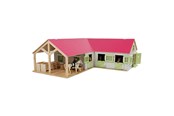 Zabawki drewniane - Kids Globe - Horse Corner Stable with 3 Boxes and Storage Pink 1:24 - 610210