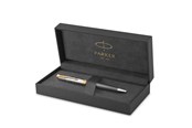 Przybory do pisania i rysowania - Parker Sonnet Intrerpid Journeys Collection Ballpoint Pen Ancient China Edition Grey Lacquer with Solid Silver Cap & Gold Trims Medium Point Gift Box - 2207189
