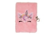 Zeszyty, notesy i formularze - Euromic UNICORN GEMS Diary w/lock PLUSH cover w/topcard - 092304407