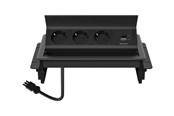 Kabel zasilajacy (zewnetrzny) - Deltaco OFFICE - power strip - 1x21W A+C USB GST18 cable connector in-desk flip-up - GT-1400