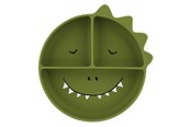 Zabawki dla niemowlat - Trixie Baby - Silicone Plate with Compartments and Suction Cup - Mr. Dino - 96-439