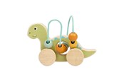Zabawki dla niemowlat - Bigjigs Wooden Push Toy Diplodocus with Bead Frame - 36084