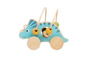 Zabawki dla niemowlat - Bigjigs Wooden Push Toy Triceratops with Bead Frame - 36085