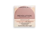 Makijaz - Makeup Revolution Conceal & Fix Vegan Loose Setting Powder, Medium Yellow, 13 g - 5057566150989