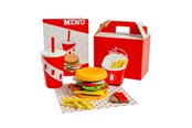 Zabawki drewniane - Bigjigs Wooden Burger and Fries Set 48pcs. - 37024