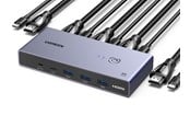 Przelacznik KVM - UGREEN 8K HDMI KVM Switch 4 USB 3.0 Ports (3 USB-A + 1 USB-C) 2 HDMI Cables 2 USB Cables and Controller - 25961-UG