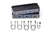 Przelacznik KVM - UGREEN HDMI KVM Switch 2 In 1 4K@60Hz USB 3.0 Switch (3*USB 3.0+ USB C) 2 USB Cables and 2 HDMI Cables - 15707-UG