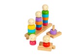 Zabawki drewniane - Bigjigs Wooden Rainbow Family Stacking Toy 25pcs. - 37009