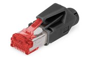 Kabel sieciowy - DIGITUS Hirose network connector - red & black - Czarny - A-MO6-8-8-HRS-10