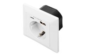 Gniazda i skrzynki - DIGITUS DA-70615 - socket-outlet - 1 power socket 2 USB sockets - white RAL 9003 - DA-70615