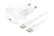 Telefon - Adapter i Ładowarka - Belkin BoostCharge power adapter - compact - 24 pin USB-C - 20 Watt - with USB-C cable (1m) - WCA009KQ1MWH-B6