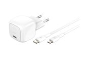 Telefon - Adapter i Ladowarka - Belkin BoostCharge power adapter - compact - 24 pin USB-C - 30 Watt - with USB-C to Lightning cable (1m) - WCA008KQ1MWH-B5