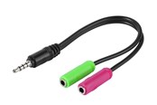 Kabel audio - Vivanco 1×4 pin plug – 2x 3.5mm 3pin socket 0.1m - 4008928454994