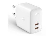 Telefon - Adapter i Ladowarka - Aukey PA-B4 Omnia Duo 65W Dual-Port PD Wall Charger with GaNFast Tech - PA-B4 White