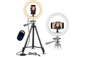 Gadzety - Pro Lampa Pierścieniowa Statyw 10"- 52-136 cm - Pilot Bluetooth - 3000-6500K - 6583