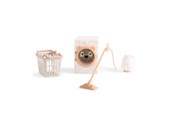 Dollhouse & Accessories - Lundby tøjvask m/støvsuger vaskemask & kurv - 18265