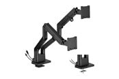Uchwyt na monitor - DUTZO Mocowanie monitora dla 2 monitorów (24" - 45") - Heavy Duty Deluxe z portami USB A i C - Czarny - MMHDDLX-2B