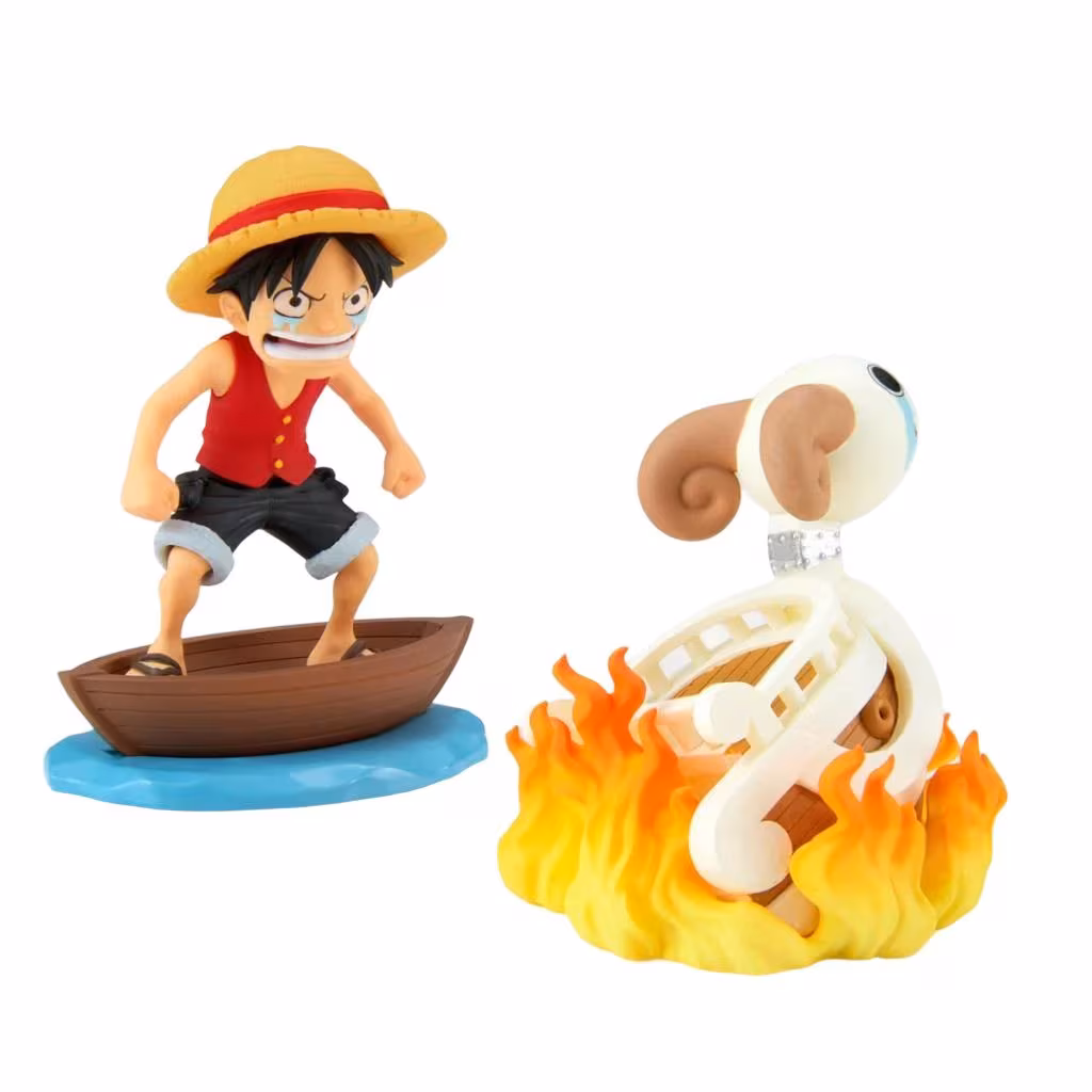 Drobiazgi - Banpresto - ONE PIECE - COLLECTABLE FIGURE - MONKEY.D.LUFFY & GOING MERRY 8 cm - Figurka - 4983164289282