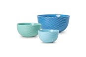 Zastawa stolowa - Lyngby Porcelæn - Rhombe Color Bowl Blue - Set of 3 - 25209