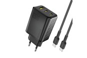 Telefon - Adapter i Ladowarka - Dudao A29C 65W GaN Wall Charger + USB-C Cable - Black - 6976625334933