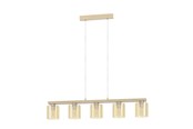 Lampy - EGLO CASTRALVO STÓŁ DŁUGI E27 5L SS/DREWNO/BURSZTYN - 98592