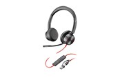 Słuchawki, zestaw słuchawkowy - HP Poly Blackwire 8225 Stereo Microsoft Teams Certified USB-C Headset +USB-C/A Adapter (8X225AA) - 8X225AA