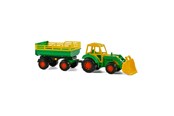 Samochody i pojazdy - Cavallino Toys - Tractor with Front Loader and Trailer Green - 3008WD01