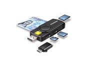 Karta pamieci - adapter i czytniki kart - AXAGON USB Smart Card / ID Card & SD / microSD / SIM Card PocketReader - CRE-SMP2A