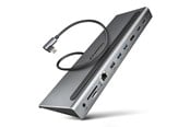USB hub - AXAGON Triple 4K Display SuperSpeed USB-C Hub USB hub - 11 - USB 3.2 - Szary - HMC-4KX3