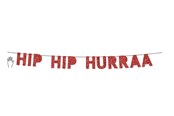 Materialy hobbystyczne - SCANSEASON Guirlande HIP HIP HURRA rød glitter - 100358
