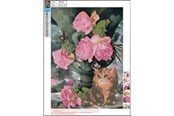 Materialy hobbystyczne - CENTRUM Diamond Painting 30*40cm. Cat and flower - 89755