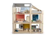 Lalki i akcesoria - Small Foot Natural Doll House with Furniture - 12541