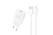 Telefon - Adapter i Ladowarka - Dudao A4EU USB-A 2.1A wall charger - white + USB-A - micro USB cable - 6976625331963