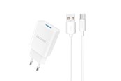 Telefon - Adapter i Ladowarka - Dudao A4EU USB-A 2.1A wall charger - white + USB-A - USB-C cable - 6976625331970
