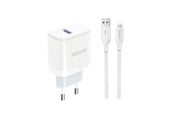 Telefon - Adapter i Ladowarka - Dudao A20EU USB-A 18W network charger - white + USB-A - Lightning cable - 6976625331994