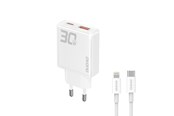 Telefon - Adapter i Ladowarka - Dudao GaN A30EUL 30W USB-A / USB-C Wall Charger + USB-C - Lightning Cable - White - 6976625332816