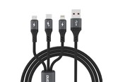 Kabel USB - Dudao L3E 3 in 1 60W MicroUSB USB-C Lightning Cable 1.2m - Black - 6976625333486