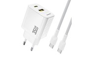 Telefon - Adapter i Ladowarka - Dudao A27 MaxC 35W GaN Wall Charger + USB-C Cable - White - 6977196680269