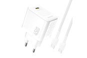 Telefon - Adapter i Ładowarka - Dudao A28C 45W GaN Wall Charger + USB-C Cable - White - 6976625334261