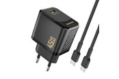 Telefon - Adapter i Ładowarka - Dudao A28C 45W GaN Wall Charger + USB-C Cable - Black - 6976625334278