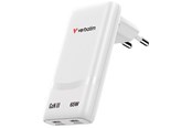 Telefon - Adapter i Ładowarka - Verbatim Fold 'n' Go GaN Charger 65W EU plug White - 32355
