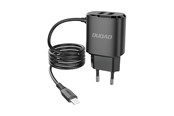Telefon - Adapter i Ladowarka - Dudao charger 2x USB with built-in 12W Lightning cable black (A2ProL black) - 6970379610633