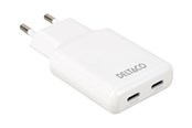 Telefon - Adapter i Ładowarka - Deltaco power adapter - slim - 2 x USB-C - 45 Watt - USBC-AC200