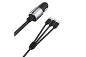 Telefon - Adapter i Ladowarka - Dudao 3in1 USB car charger 3.4 A built-in cable Lightning / USB Type C / micro USB black (R5ProN black) - 6973687241087