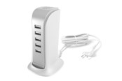 Telefon - Adapter i Ladowarka - Dudao 5x USB charger with built-in EU power cable white (A5EU) - 6977196682638