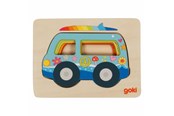 Puzzle - Goki Wooden Layer Puzzle Car 5 pcs. Drewniany - 57304
