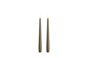 Dekoracje - Moods & More LED taper candle - Slim - Dark sand - 23x250 mm - 2 pcs - M50-DS023250